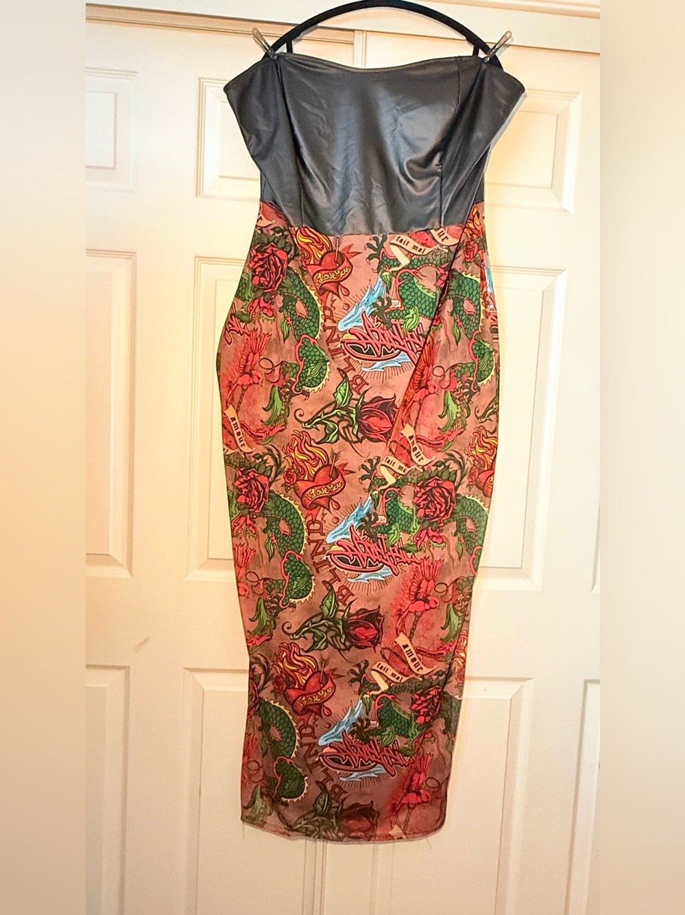 Plus Size 2Tone Faux Leather Bodice Dress